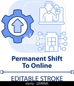 Permanent shift to online light blue concept icon Stock Vector