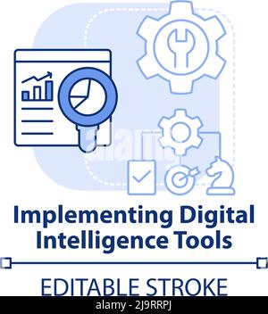 Implementing digital intelligence tools light blue concept icon Stock Vector