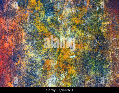 Colorful rusty metal plate, Santiago, Chile. Stock Photo