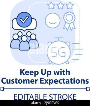 Keep up with customer expectations light blue concept icon Stock Vector