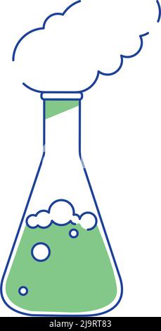 Lab flask with evaporating substance semi flat color vector element Stock Vector