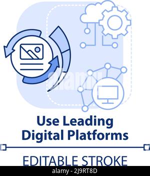 Use leading digital platforms light blue concept icon Stock Vector