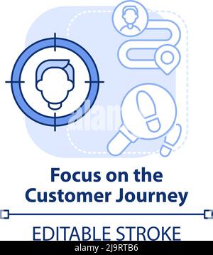 Focus on the customer journey light blue concept icon Stock Vector