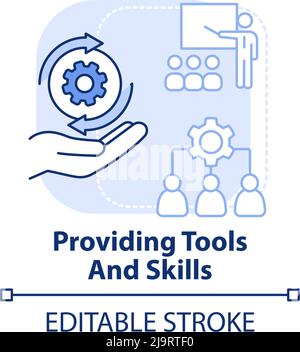Providing tools and skills light blue concept icon Stock Vector