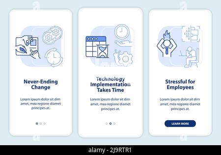 Digital transformation cons light blue onboarding mobile app screen Stock Vector