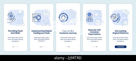 Digital first strategy light blue onboarding mobile app screen Stock Vector