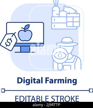 Digital farming light blue concept icon Stock Vector