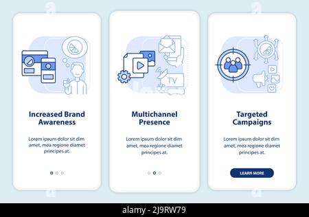 Digital transformation pros light blue onboarding mobile app screen Stock Vector