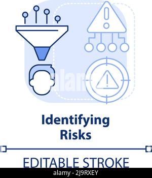 Identifying risks light blue concept icon Stock Vector