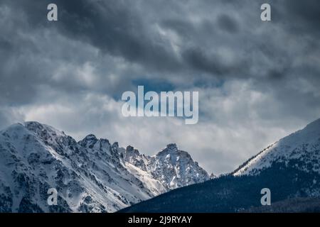 USA, Colorado, Steamboat Springs. Storm clouds form over mountains. Stock Photo