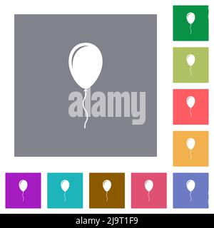 Single balloon simple icons in color rounded square frames on white ...