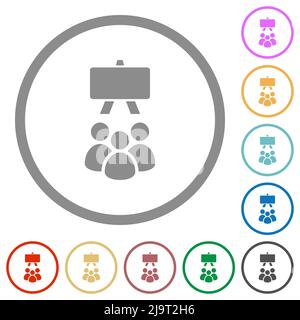 Classroom solid flat color icons in round outlines on white background Stock Vector