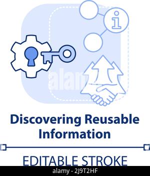 Discovering reusable information light blue concept icon Stock Vector