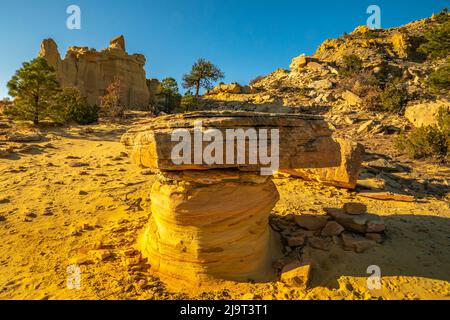 USA, New Mexico, Ojito Wilderness. Eroded desert rocks and formations. Stock Photo