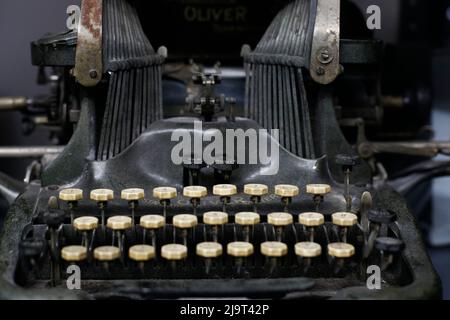 Close-up of antique typewriter. Stock Photo