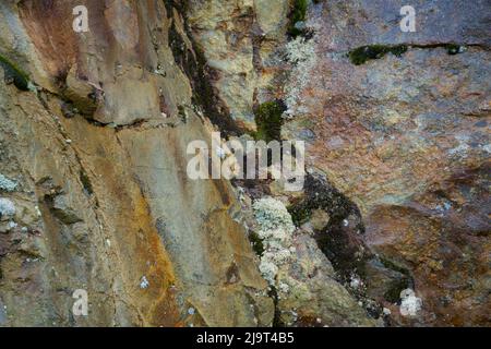 Rock face texture, Blue Ridge Parkway, Smoky Mountains, USA. Stock Photo