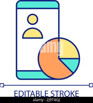 Mobile usage statistics RGB color icon Stock Vector