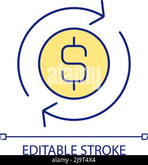 Converting currency to another RGB color icon Stock Vector