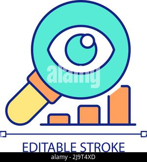 Statistics monitoring and evaluation RGB color icon Stock Vector