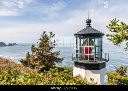 Cape Meares, Oregon, USA. Cape Meares lighthouse on the Oregon coast. Stock Photo