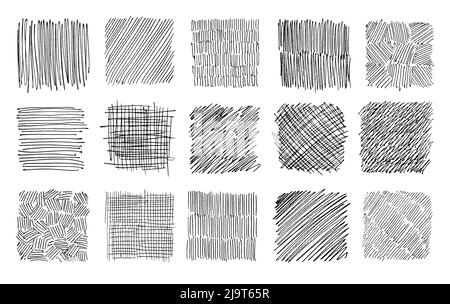 Different types of hatching in pencil, pen. Stock Vector