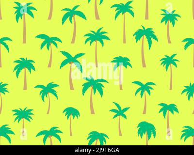 Palm trees with coconuts seamless pattern. Summer time, wallpaper with tropical pattern. Design for printing poster, banners and promotional items. Ve Stock Vector