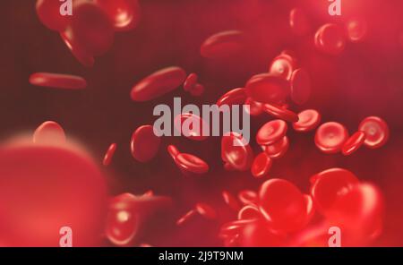 Blood cells. Blood flow of erythrocytes 3d illustration Stock Photo