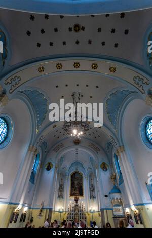 Bratislava, Slovakia - 05 21 2022: Interior of the Blue Church (Church of St. Elizabeth) in Bratislava Stock Photo