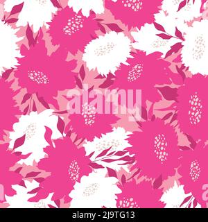 Floral seamless with hand drawn color roses. Cute summer background with flowers and leaves. Modern floral compositions. Fashion vector stock Stock Vector