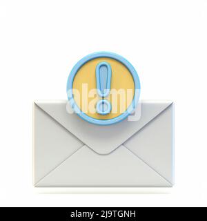 Mail icon with exclamation mark 3D Stock Photo - Alamy
