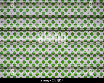 Texture pattern of green ricles on the white waved metal background Stock Photo