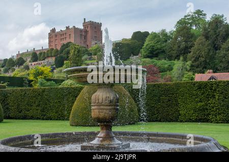 This is the famous Powis Castle that is run by the national trust.the castle in near Welshpool Powys Mid Wales. Stock Photo