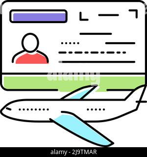transit visa color icon vector illustration Stock Vector