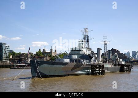 HMS Belfast River Thames City of London Stock Photo