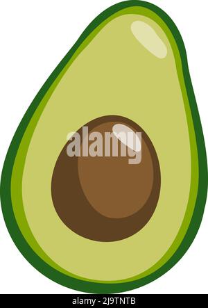 halved avocado fruit isolated on white background, flat design vector illustration Stock Vector