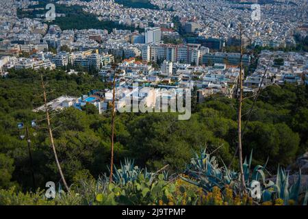 Rooftop pools viewed from Lycabettus Hill in Athens Stock Photo
