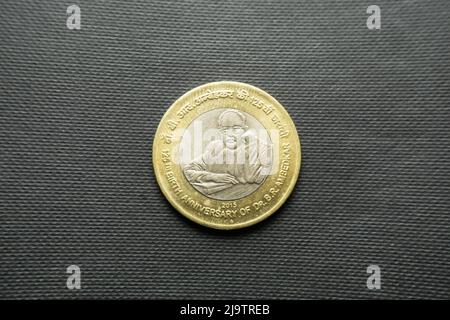 10 Rupee Coin, India commemorating 125th Birth Anniversary of Dr. B R Ambedkar Stock Photo