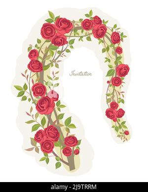 Lovely wreath of beautiful red roses Stock Vector