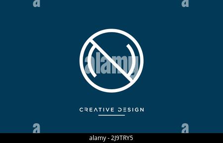 Alphabet Letters ON or NO Abstract Icon Logo Stock Vector