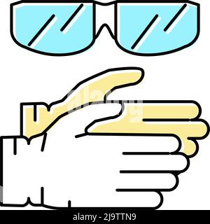 gloves and protective glasses resin art color icon vector illustration Stock Vector