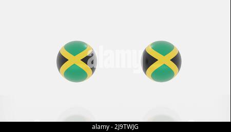 3d render of globe in Jamaica flag for icon or symbol. Stock Photo