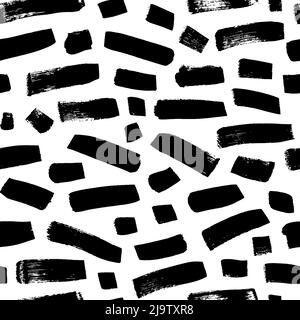 Abstract vector black ink dash seamless pattern. Stock Vector