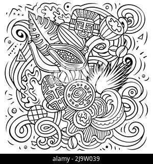 Colombia hand drawn cartoon doodles illustration. Stock Vector