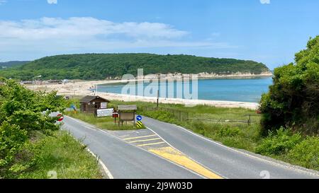 Peacefull landscape of high hill by the sea spring time Stock Photo