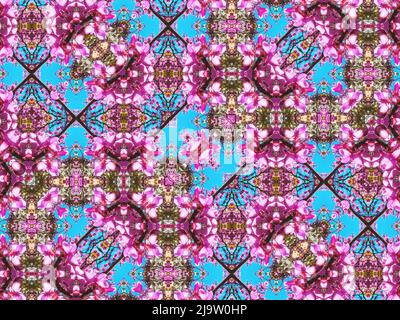 Organic floral pattern as kaleidoscopic background, unique floral mandala Stock Photo