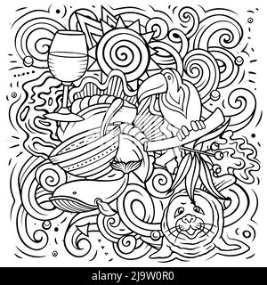 Uruguay hand drawn cartoon doodles illustration. Stock Vector