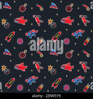 Cartoon vector funny cute Comic characters, seamless pattern. Stock Vector