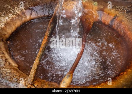 As Burgas are hot springs in the historic center of Ourense Stock Photo