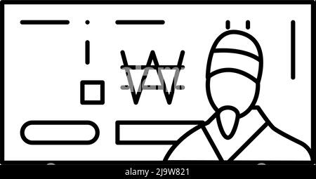 won krw line icon vector illustration Stock Vector