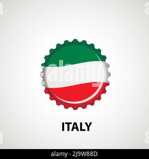 Flag bottle cap on white background. Italy flag background. Abstract isolated vector illustration Stock Vector